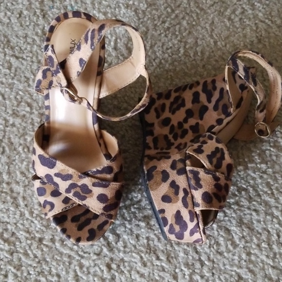 Xhilaration Shoes - Animal print wedge sandals